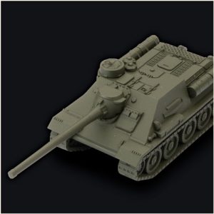 Detailed plastic miniature of SU-100 Tank for playing World of Tanks